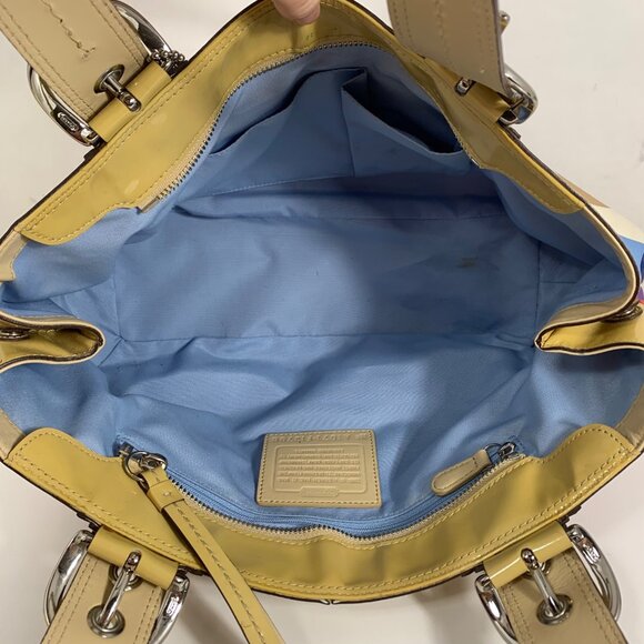 COACH Soho F13798 Scarf Print Logo Sateen Patent Leather Trim + Tag Shoulder Bag - Picture 9 of 11